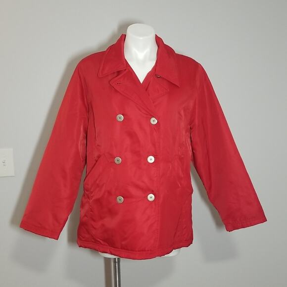 Kenneth Cole New York Red Nylon Pea Coat - Picture 1 of 7